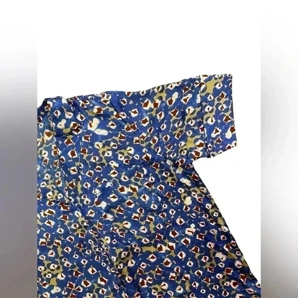 SATIN CAMP SHIRT IN BLUE DAZZLE ZOE DOT Size Large - Picture 5 of 11